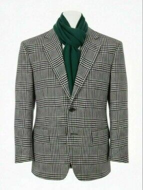 Vintage Protocol Black & White Glen Plaid Men's Blazer Sz 42